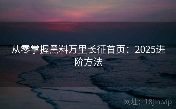 从零掌握黑料万里长征首页：2025进阶方法  第2张